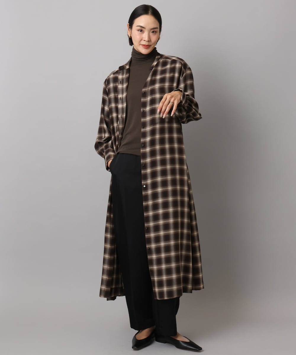 FMKAD19130 MICHEL KLEIN(ミッシェルクラン) ［レイヤードにおすすめ］シアーハイネックカットソー ブラウン