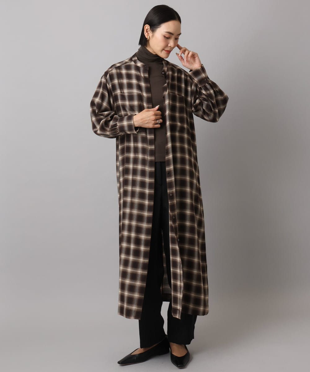 FMKAD19130 MICHEL KLEIN(ミッシェルクラン) ［レイヤードにおすすめ］シアーハイネックカットソー ブラウン