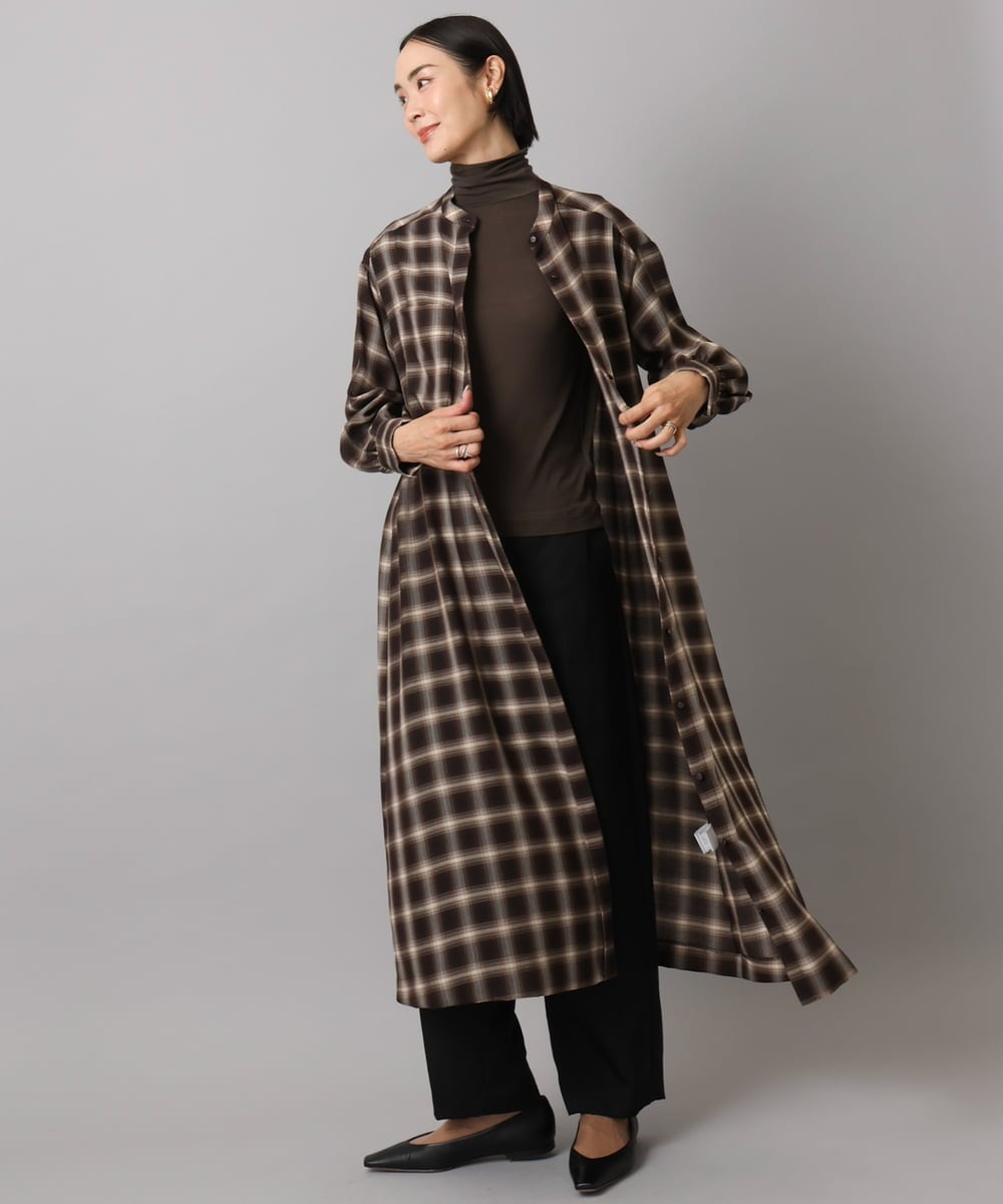 FMKAD19130 MICHEL KLEIN(ミッシェルクラン) ［レイヤードにおすすめ］シアーハイネックカットソー ブラウン