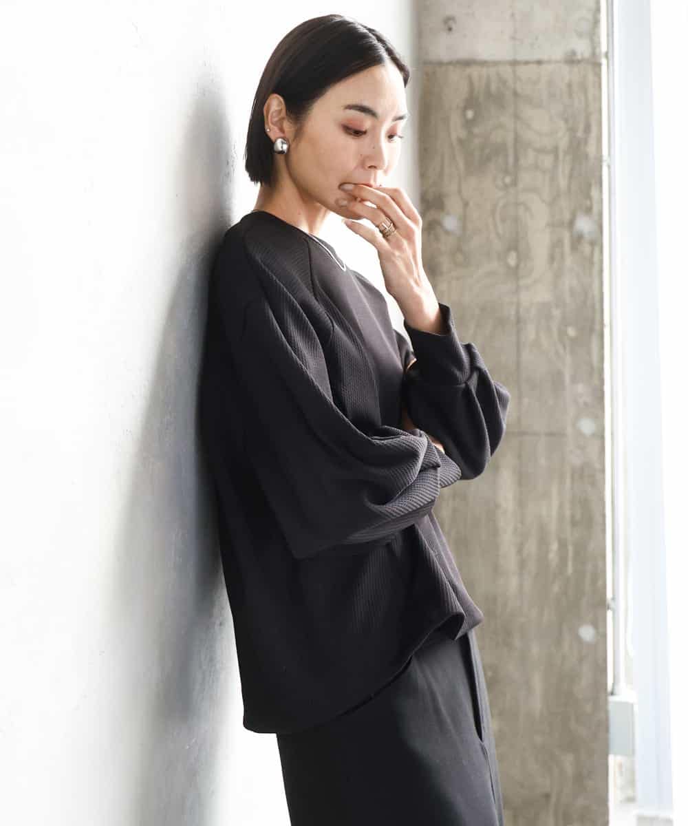 FMKAD20200 MICHEL KLEIN(ミッシェルクラン) ダンボールジャージプルオーバー ブラック