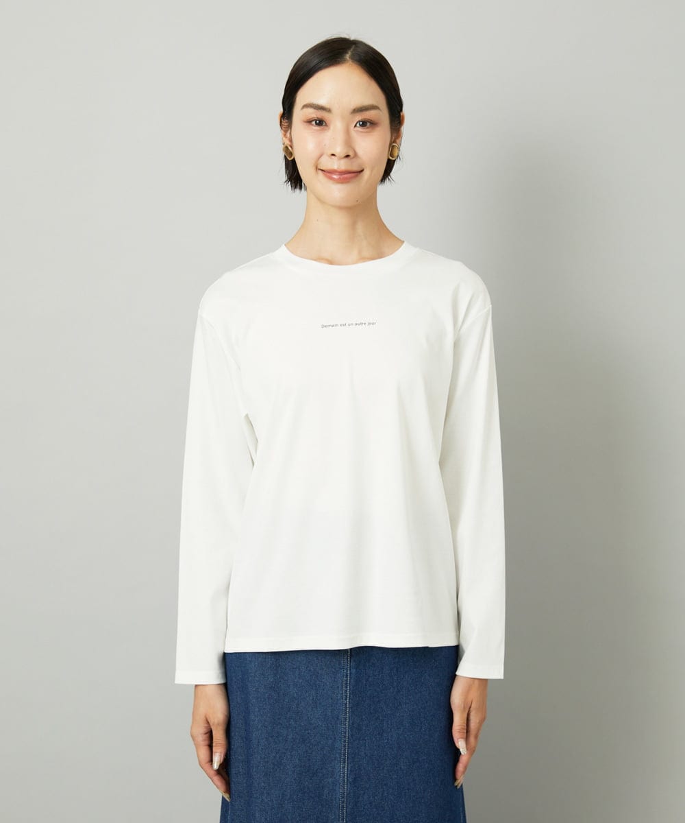 FMKAD21150 MICHEL KLEIN(ミッシェルクラン) ミニマルロゴ ロングスリーブTシャツ ホワイト