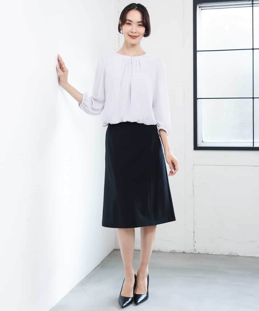 FMKAG34170 MICHEL KLEIN(ミッシェルクラン) 【通勤におすすめ】バルーンヘムブラウソー ホワイト