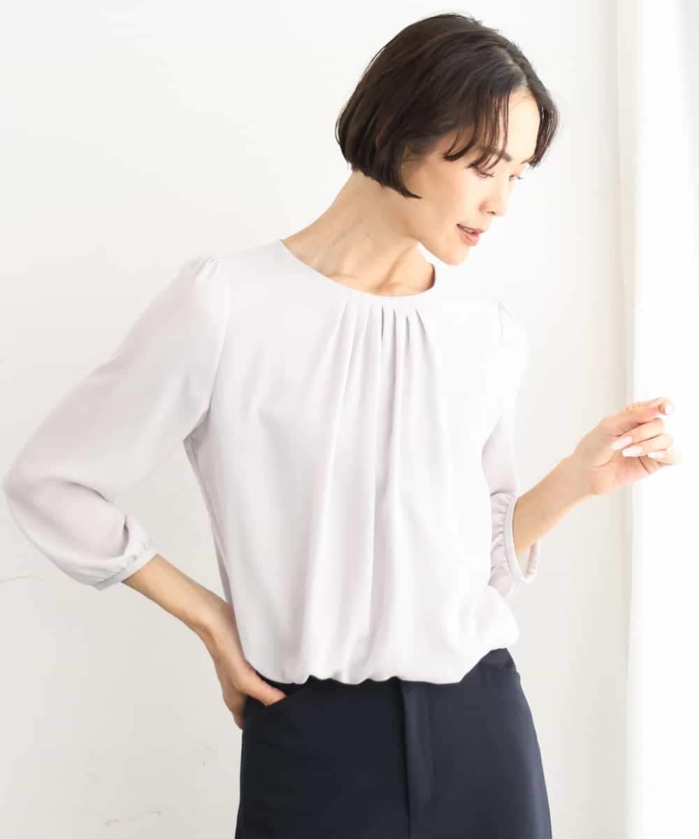 FMKAG34170 MICHEL KLEIN(ミッシェルクラン) 【通勤におすすめ】バルーンヘムブラウソー ホワイト