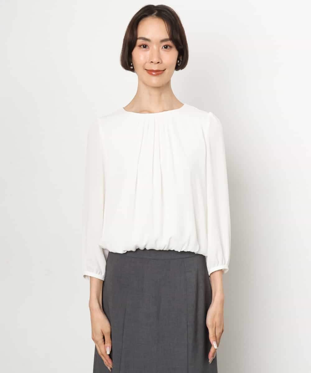 FMKAG34170 MICHEL KLEIN(ミッシェルクラン) 【通勤におすすめ】バルーンヘムブラウソー ホワイト