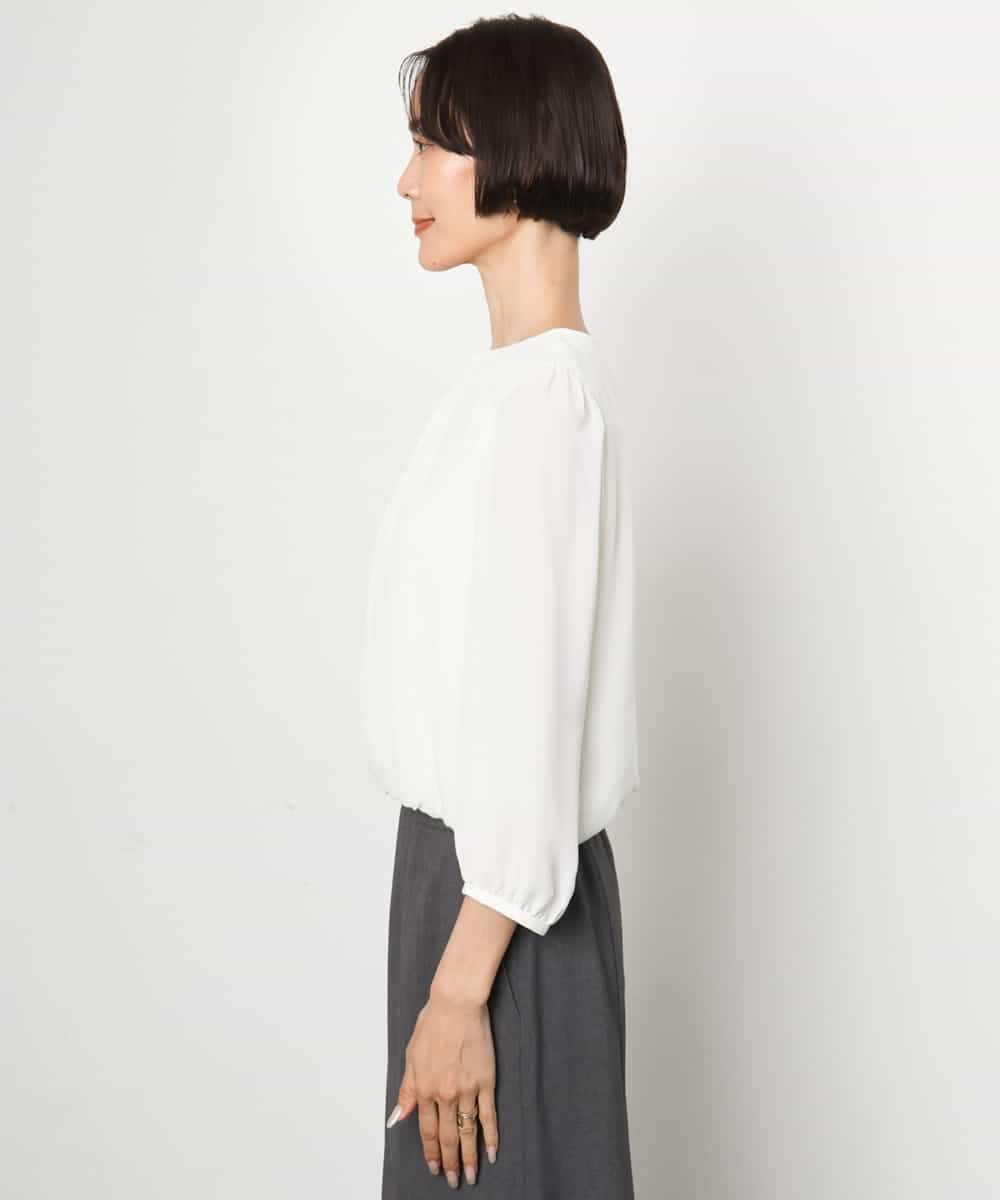 FMKAG34170 MICHEL KLEIN(ミッシェルクラン) 【通勤におすすめ】バルーンヘムブラウソー ホワイト