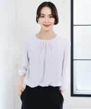 FMKAG34170 MICHEL KLEIN(ミッシェルクラン) 【通勤におすすめ】バルーンヘムブラウソー ライトグレー