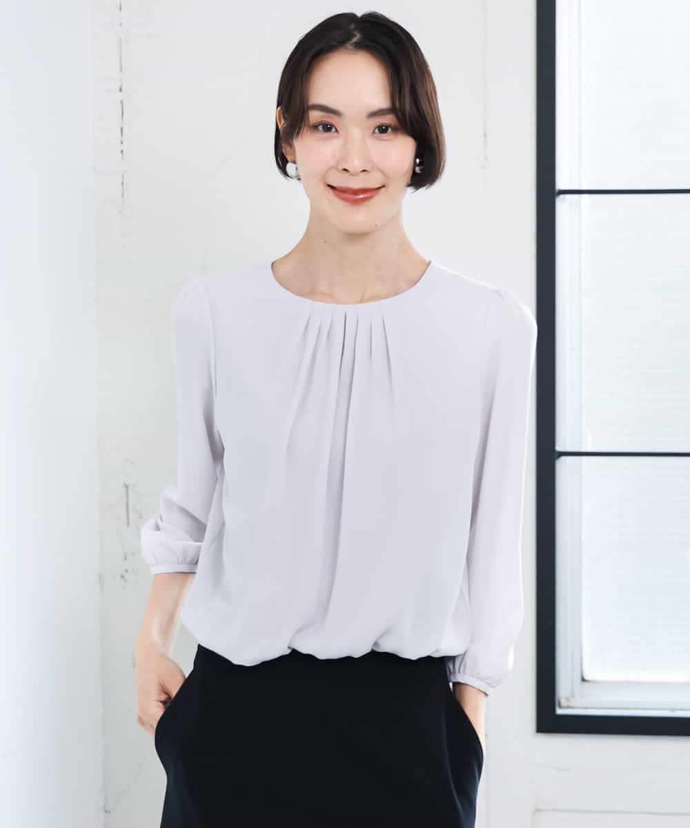 FMKAG34170 MICHEL KLEIN(ミッシェルクラン) 【通勤におすすめ】バルーンヘムブラウソー ライトグレー