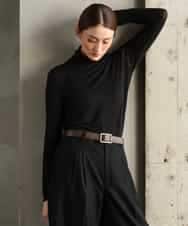 FMKAG40130 MICHEL KLEIN(ミッシェルクラン) [レイヤードスタイルにおすすめ]シアーハイネックカットソー ブラック