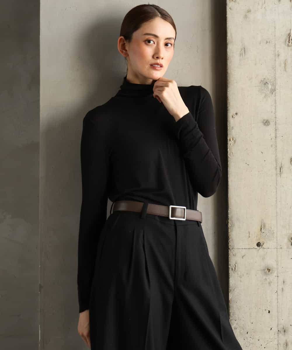 FMKAG40130 MICHEL KLEIN(ミッシェルクラン) [レイヤードスタイルにおすすめ]シアーハイネックカットソー ブラック