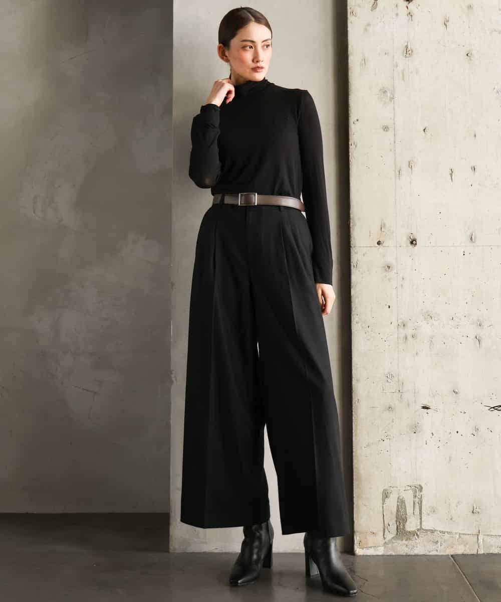 FMKAG40130 MICHEL KLEIN(ミッシェルクラン) [レイヤードスタイルにおすすめ]シアーハイネックカットソー ブラック