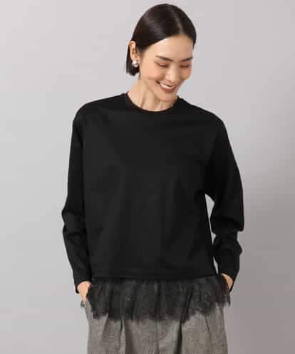 FMKAG42160 MICHEL KLEIN [レイヤードスタイルにおすすめ]裾レースドッキングカットソー