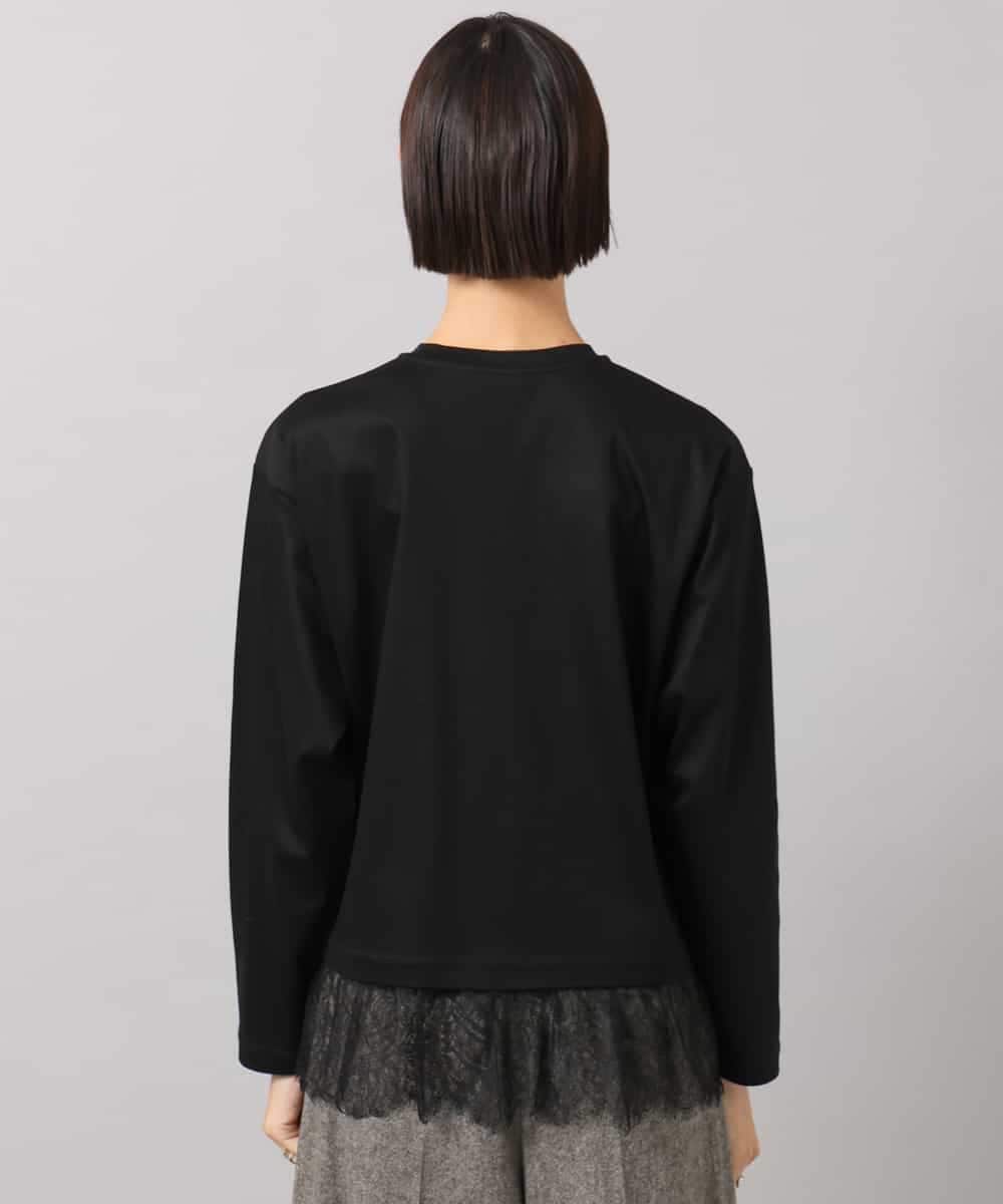 FMKAG42160 MICHEL KLEIN(ミッシェルクラン) [レイヤードスタイルにおすすめ]裾レースドッキングカットソー ブラック