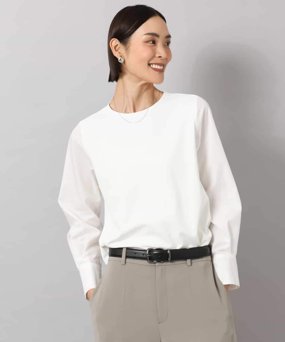 FMKAG43170 MICHEL KLEIN(ミッシェルクラン) シャツ袖ドッキングカットソー ホワイト