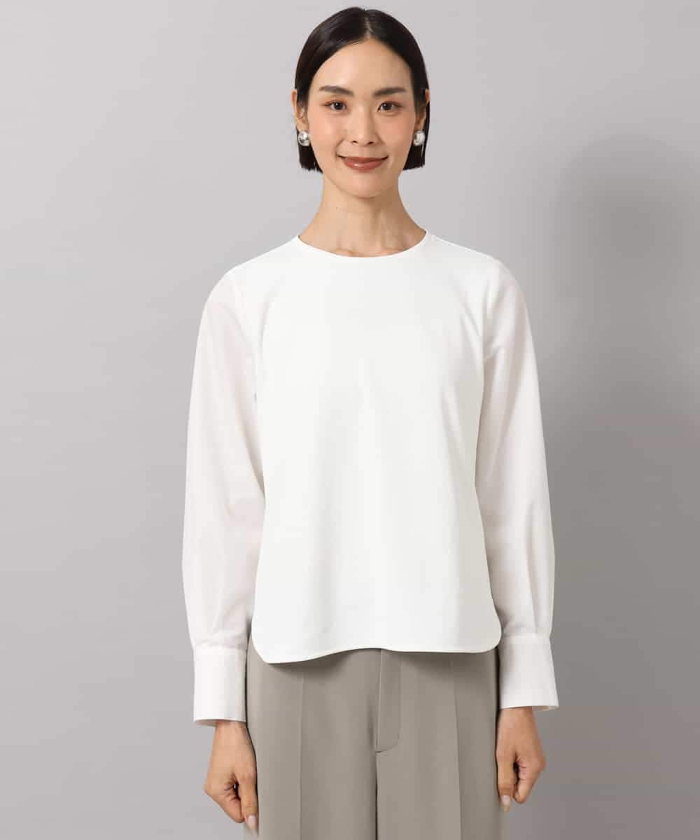 FMKAG43170 MICHEL KLEIN(ミッシェルクラン) シャツ袖ドッキングカットソー ホワイト