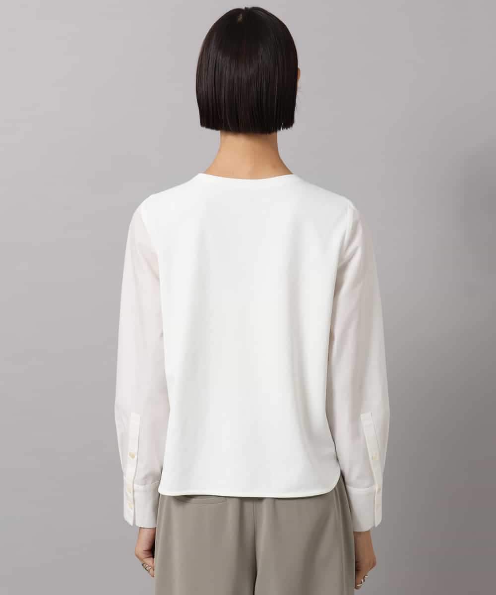 FMKAG43170 MICHEL KLEIN(ミッシェルクラン) シャツ袖ドッキングカットソー ホワイト