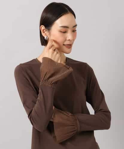 FMKAG50140 MICHEL KLEIN [レイヤードスタイルにおすすめ]ラメチュールスリーブカットソー