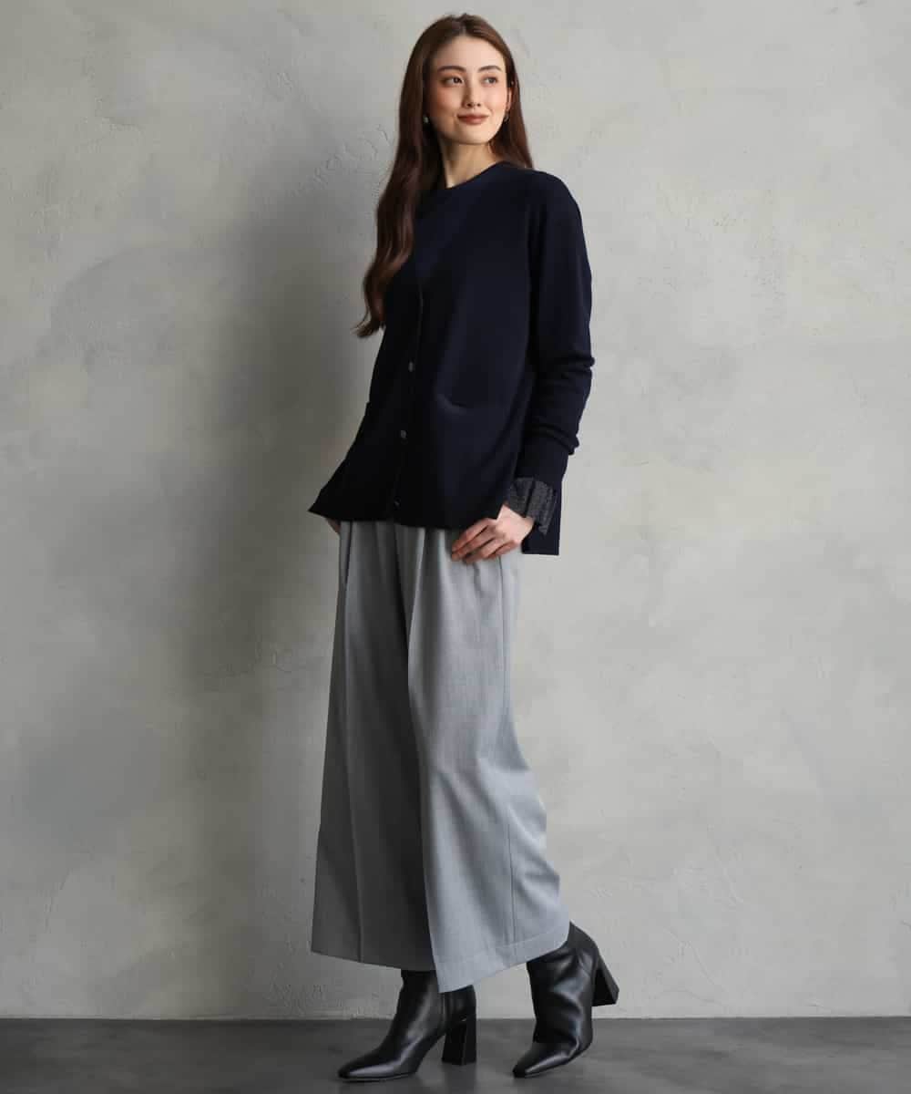 FMKAG50140 MICHEL KLEIN(ミッシェルクラン) [レイヤードスタイルにおすすめ]ラメチュールスリーブカットソー ブラウン