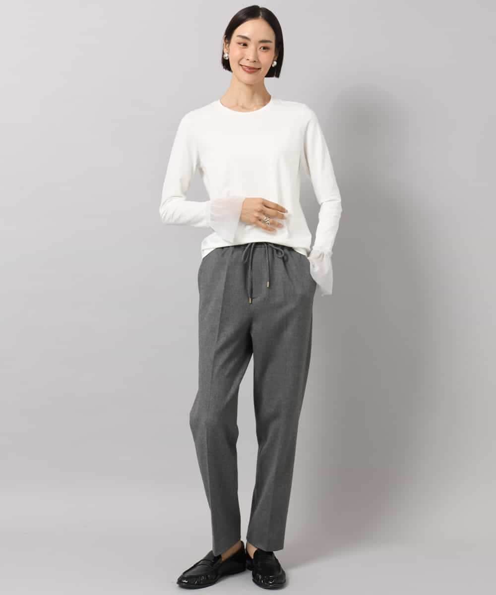 FMKAG50140 MICHEL KLEIN(ミッシェルクラン) [レイヤードスタイルにおすすめ]ラメチュールスリーブカットソー ブラウン