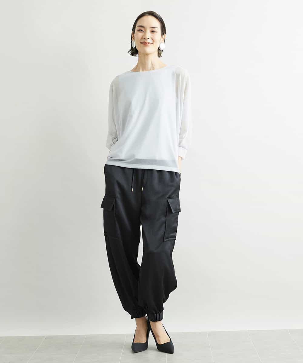FMKAV28180 MICHEL KLEIN(ミッシェルクラン) ［季節の変わり目におすすめ］シアードルマンスリーブカットソー ライトグレー(91)