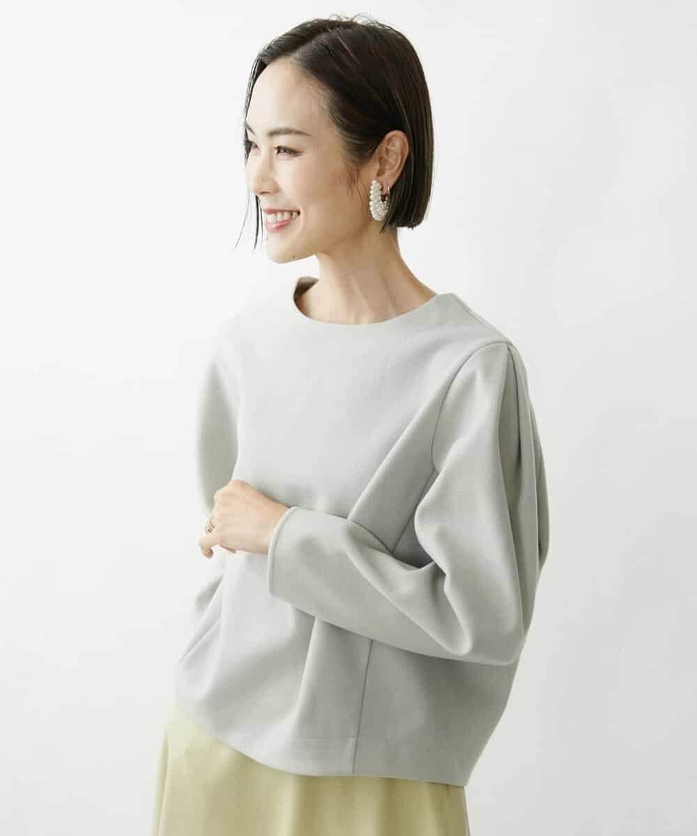 FMKAV32170 MICHEL KLEIN(ミッシェルクラン) 起毛ジャージータックデザインカットソー ライトグリーン(43)
