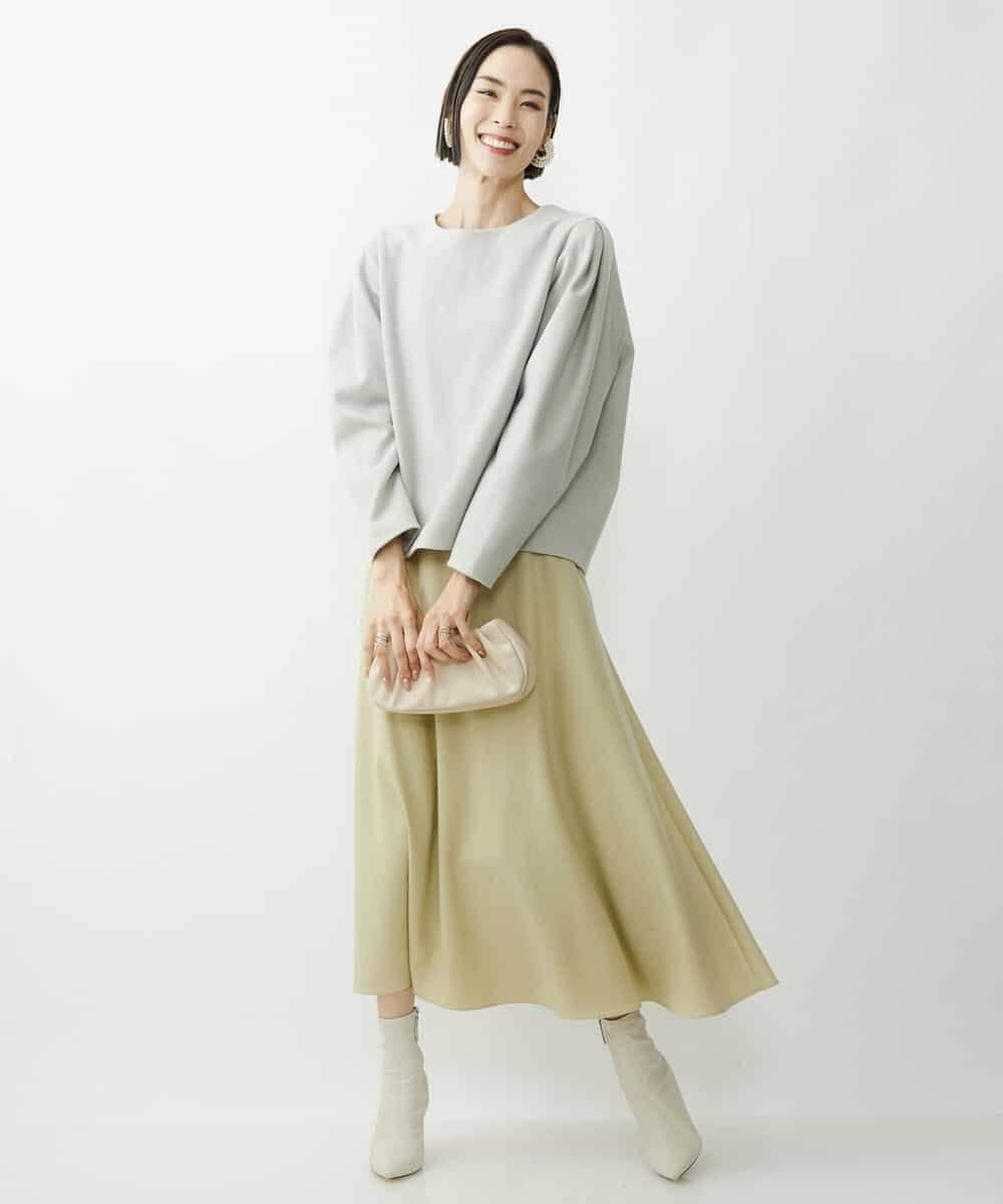 FMKAV32170 MICHEL KLEIN(ミッシェルクラン) 起毛ジャージータックデザインカットソー ライトグリーン(43)