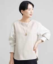 FMKAV36170 MICHEL KLEIN(ミッシェルクラン) シャツ切り替えポンチカットソー ベージュ(82)