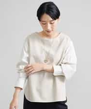 FMKAV36170 MICHEL KLEIN(ミッシェルクラン) シャツ切り替えポンチカットソー ベージュ(82)