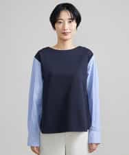 FMKAV36170 MICHEL KLEIN(ミッシェルクラン) シャツ切り替えポンチカットソー ベージュ(82)