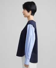 FMKAV36170 MICHEL KLEIN(ミッシェルクラン) シャツ切り替えポンチカットソー ベージュ(82)