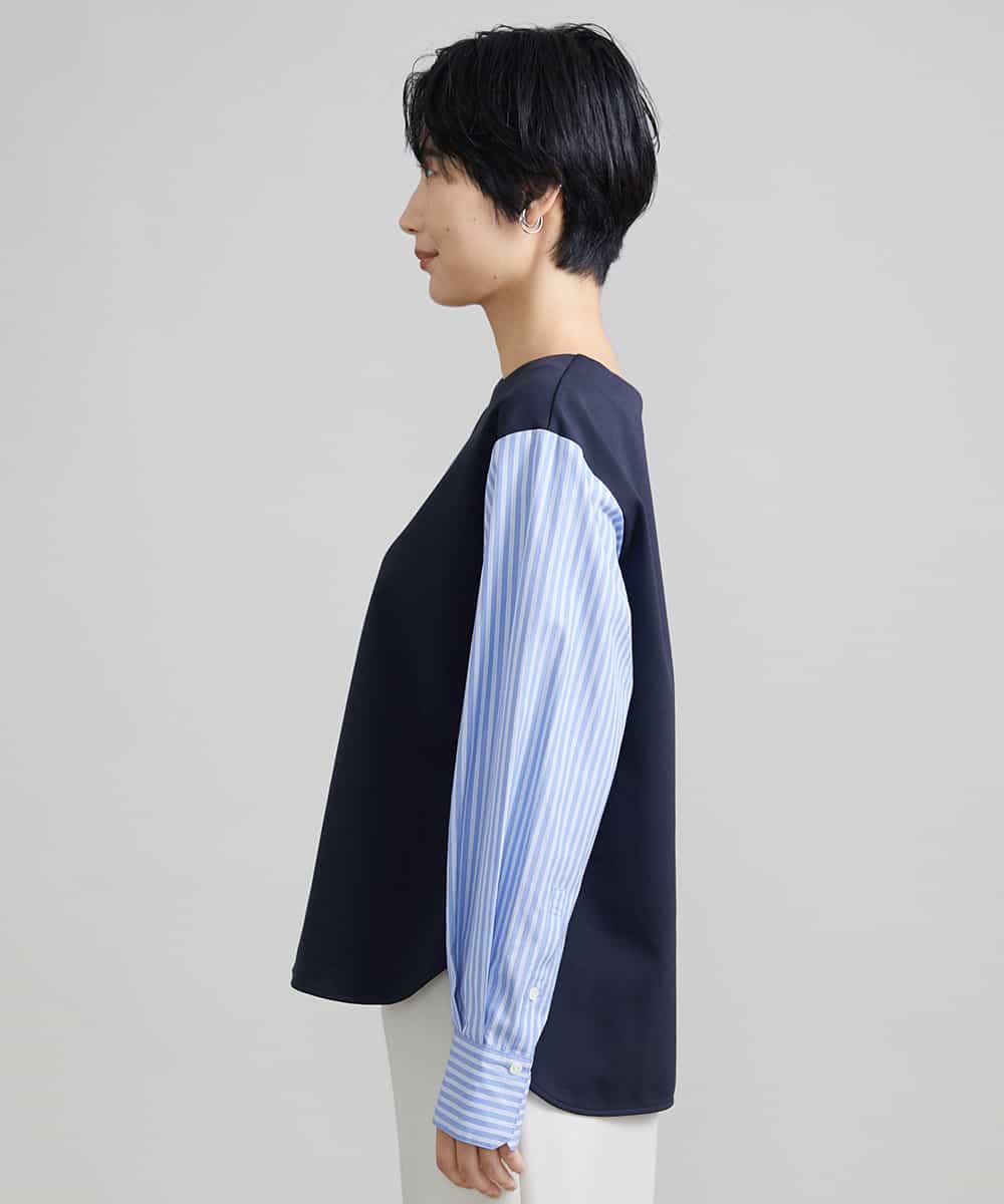 FMKAV36170 MICHEL KLEIN(ミッシェルクラン) シャツ切り替えポンチカットソー ベージュ(82)