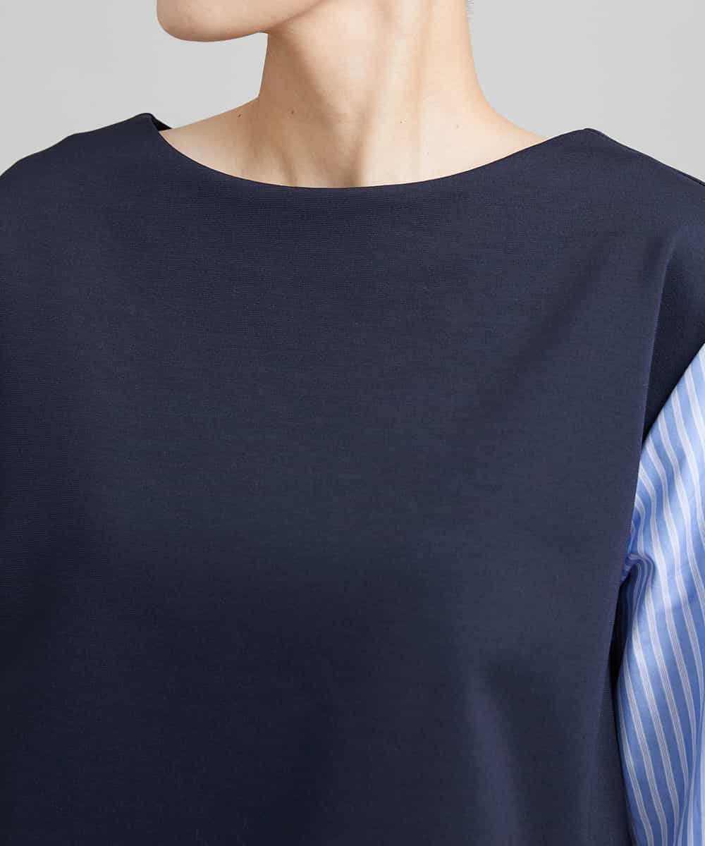 FMKAV36170 MICHEL KLEIN(ミッシェルクラン) シャツ切り替えポンチカットソー ベージュ(82)