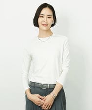 FMKBD60140 MICHEL KLEIN(ミッシェルクラン) ［レイヤードに最適］シアークルーネックPO ホワイト