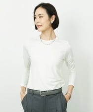 FMKBD60140 MICHEL KLEIN(ミッシェルクラン) ［レイヤードに最適］シアークルーネックPO ホワイト