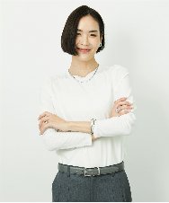 FMKBD60140 MICHEL KLEIN(ミッシェルクラン) ［レイヤードに最適］シアークルーネックPO ホワイト