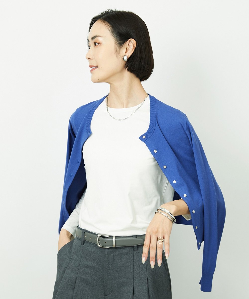 FMKBD60140 MICHEL KLEIN(ミッシェルクラン) ［レイヤードに最適］シアークルーネックPO ホワイト