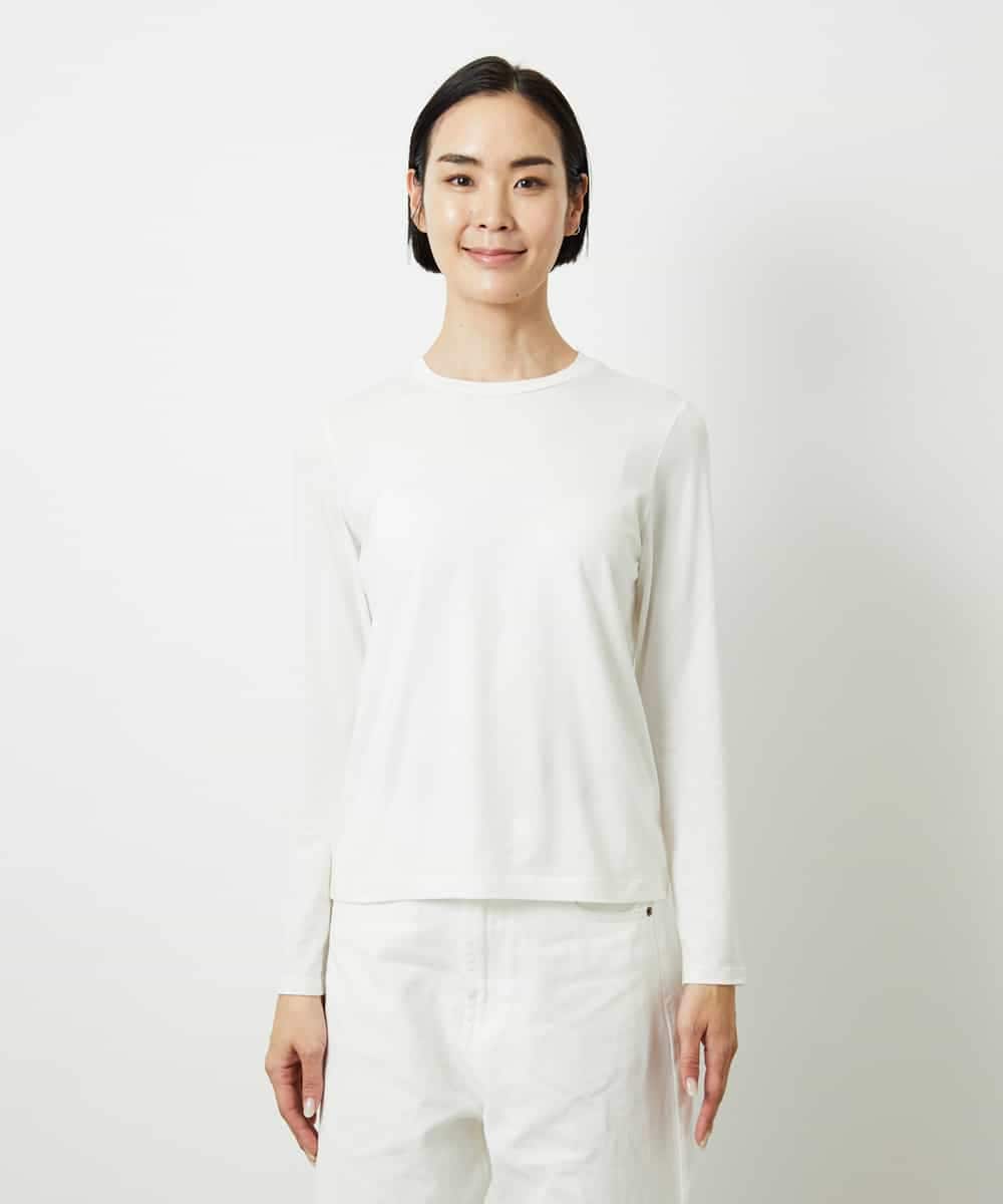 FMKBD60140 MICHEL KLEIN(ミッシェルクラン) ［レイヤードに最適］シアークルーネックPO ホワイト