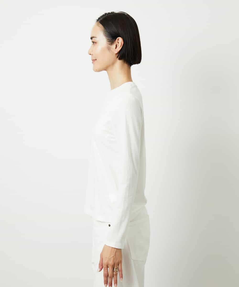 FMKBD60140 MICHEL KLEIN(ミッシェルクラン) ［レイヤードに最適］シアークルーネックPO ホワイト