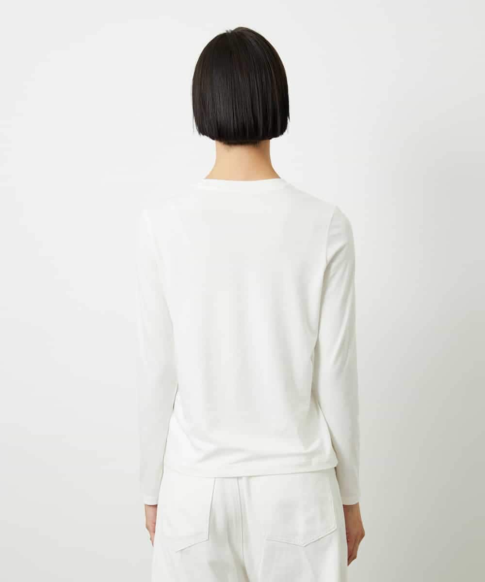 FMKBD60140 MICHEL KLEIN(ミッシェルクラン) ［レイヤードに最適］シアークルーネックPO ホワイト