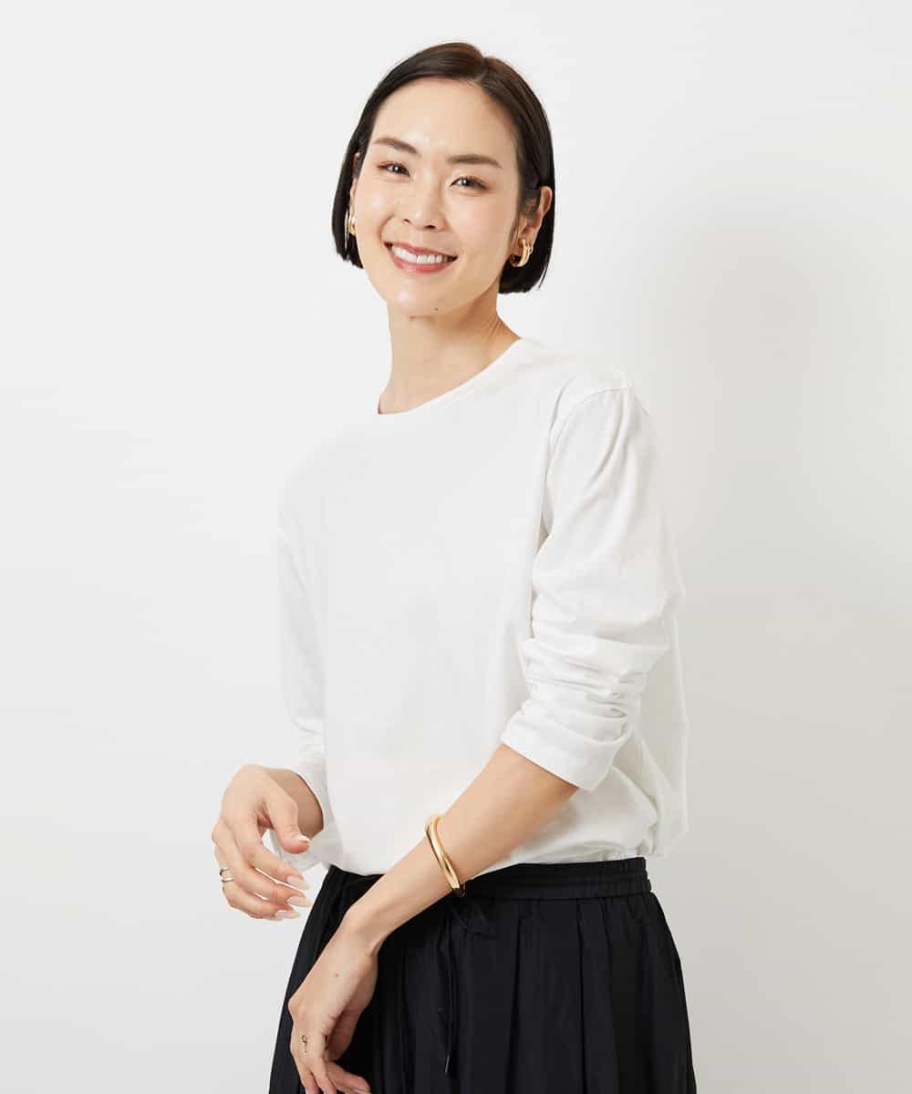 FMKBD80050 MICHEL KLEIN(ミッシェルクラン) ワンポイントロゴロングT ホワイト