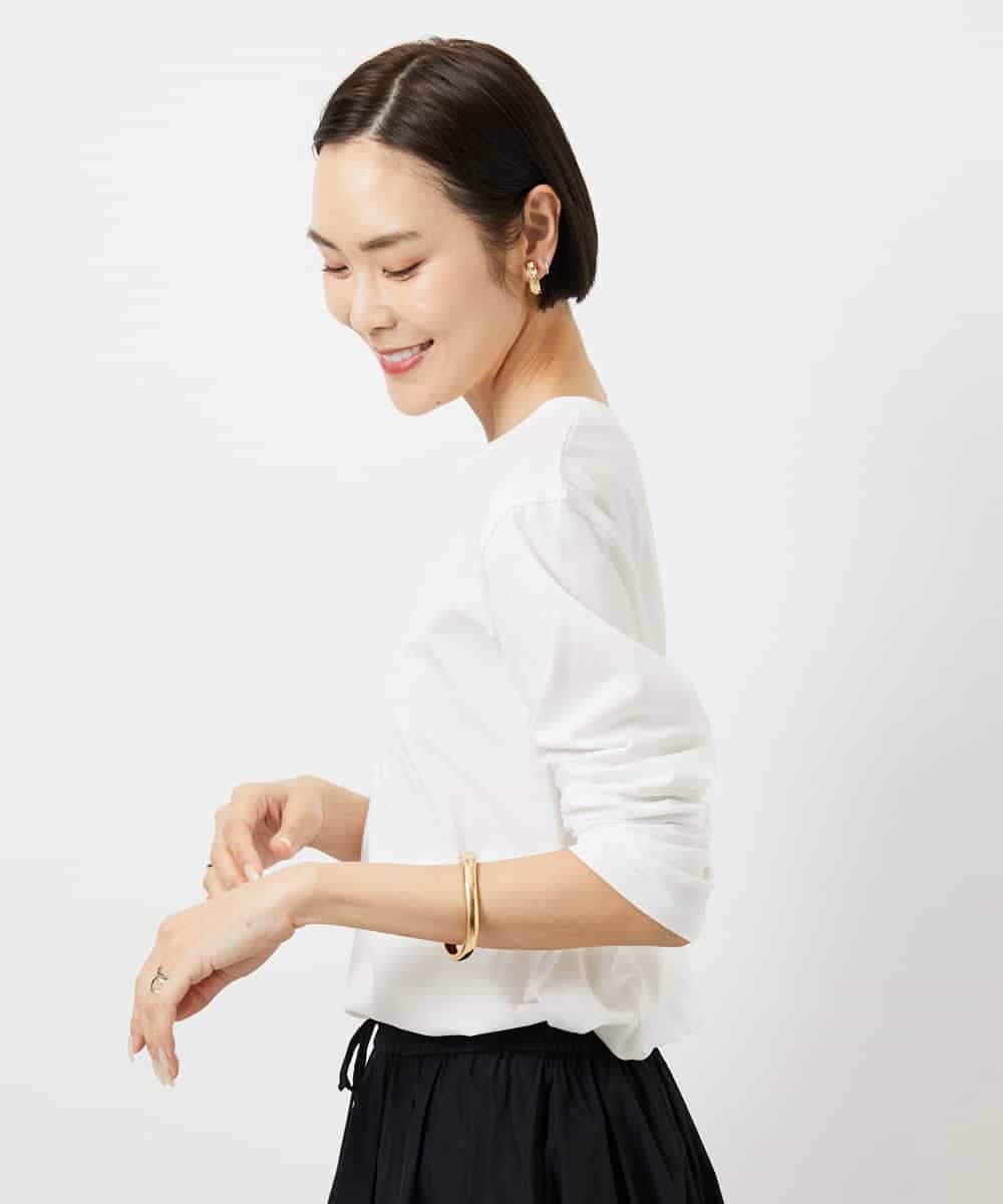 FMKBD80050 MICHEL KLEIN(ミッシェルクラン) ワンポイントロゴロングT ホワイト