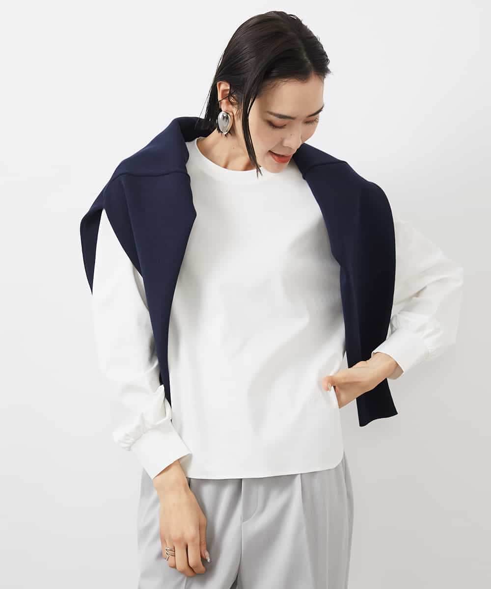 FMKDA28169 MICHEL KLEIN ワンポイント刺繍ロングスリーブカットソー