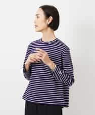 FMKDE10180 MICHEL KLEIN(ミッシェルクラン) ボーダーバックフレアカットソー ネイビー