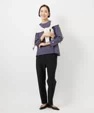 FMKDE10180 MICHEL KLEIN(ミッシェルクラン) ボーダーバックフレアカットソー ネイビー