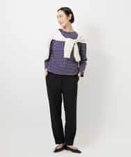 FMKDE10180 MICHEL KLEIN(ミッシェルクラン) ボーダーバックフレアカットソー ネイビー