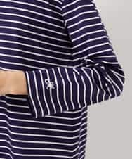 FMKDE10180 MICHEL KLEIN(ミッシェルクラン) ボーダーバックフレアカットソー ネイビー