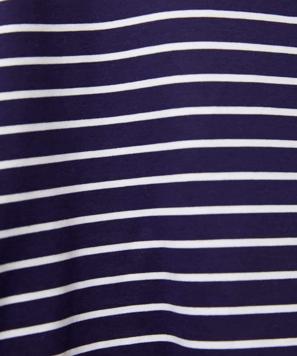 FMKDE10180 MICHEL KLEIN(ミッシェルクラン) ボーダーバックフレアカットソー ネイビー