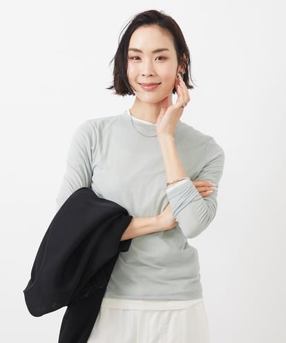 FMKFA12090 MICHEL KLEIN ハイストレッチシアーレイヤードカットソー