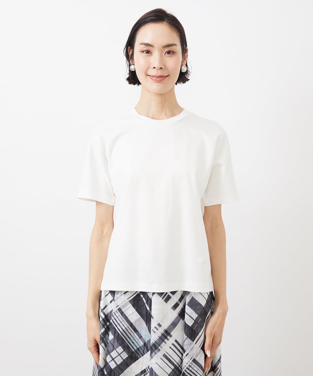 FMKGA05150 MICHEL KLEIN(ミッシェルクラン) ワンポイント刺繍Tシャツ(WEB限定カラーあり) ブラック