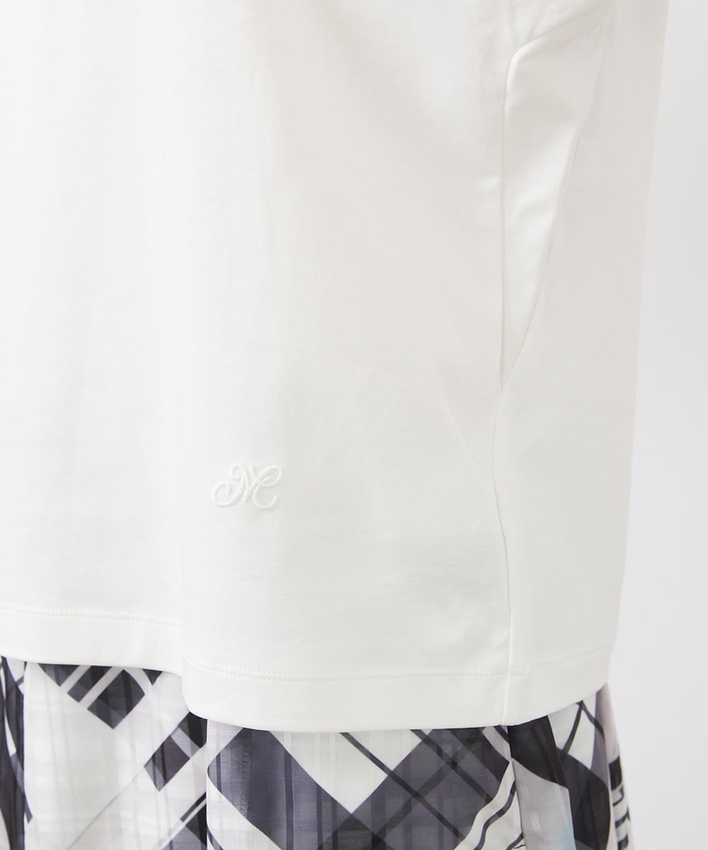 FMKGA05150 MICHEL KLEIN(ミッシェルクラン) ワンポイント刺繍Tシャツ(WEB限定カラーあり) ブラック