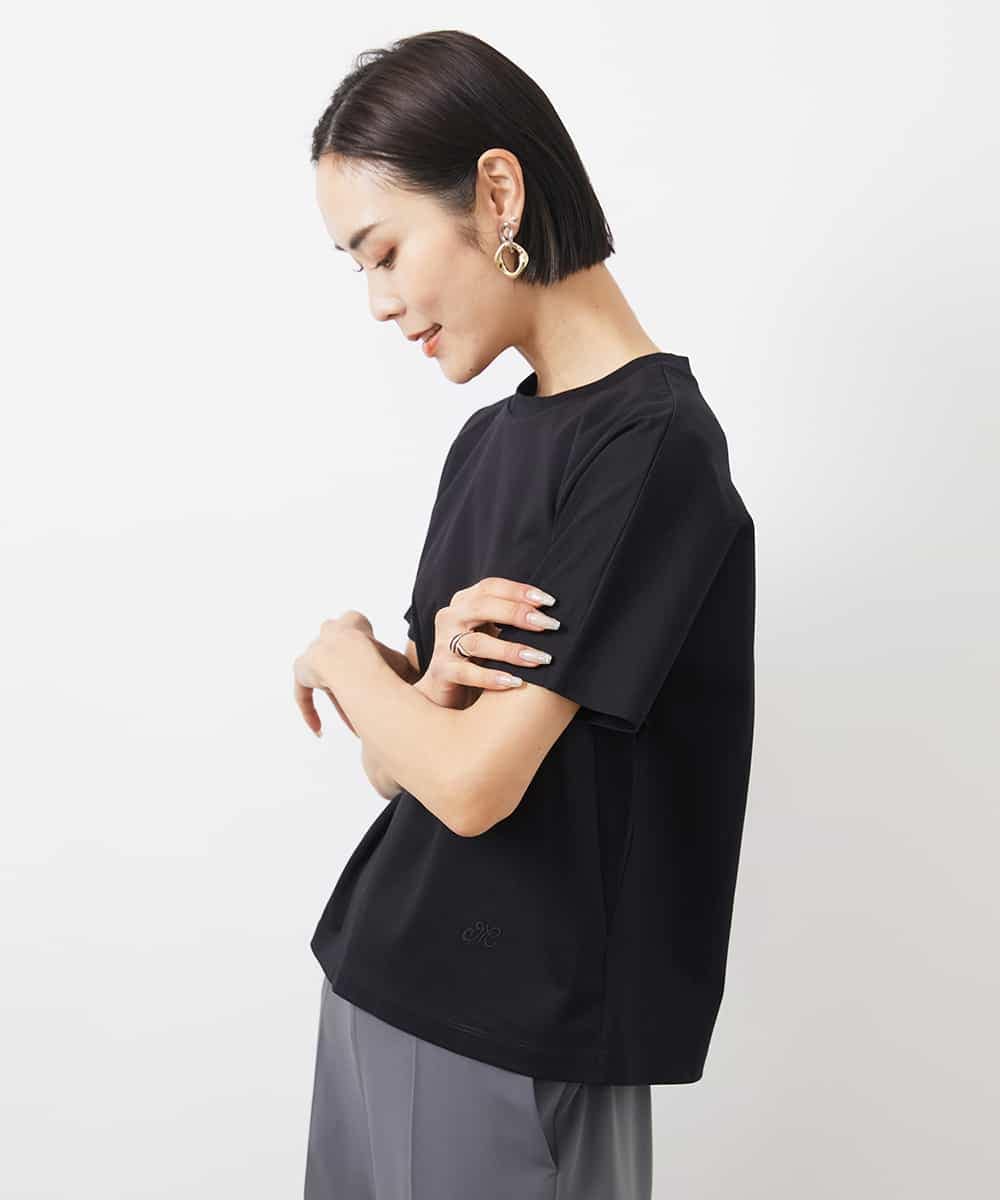 FMKGA05150 MICHEL KLEIN(ミッシェルクラン) ワンポイント刺繍Tシャツ(WEB限定カラーあり) ブラック